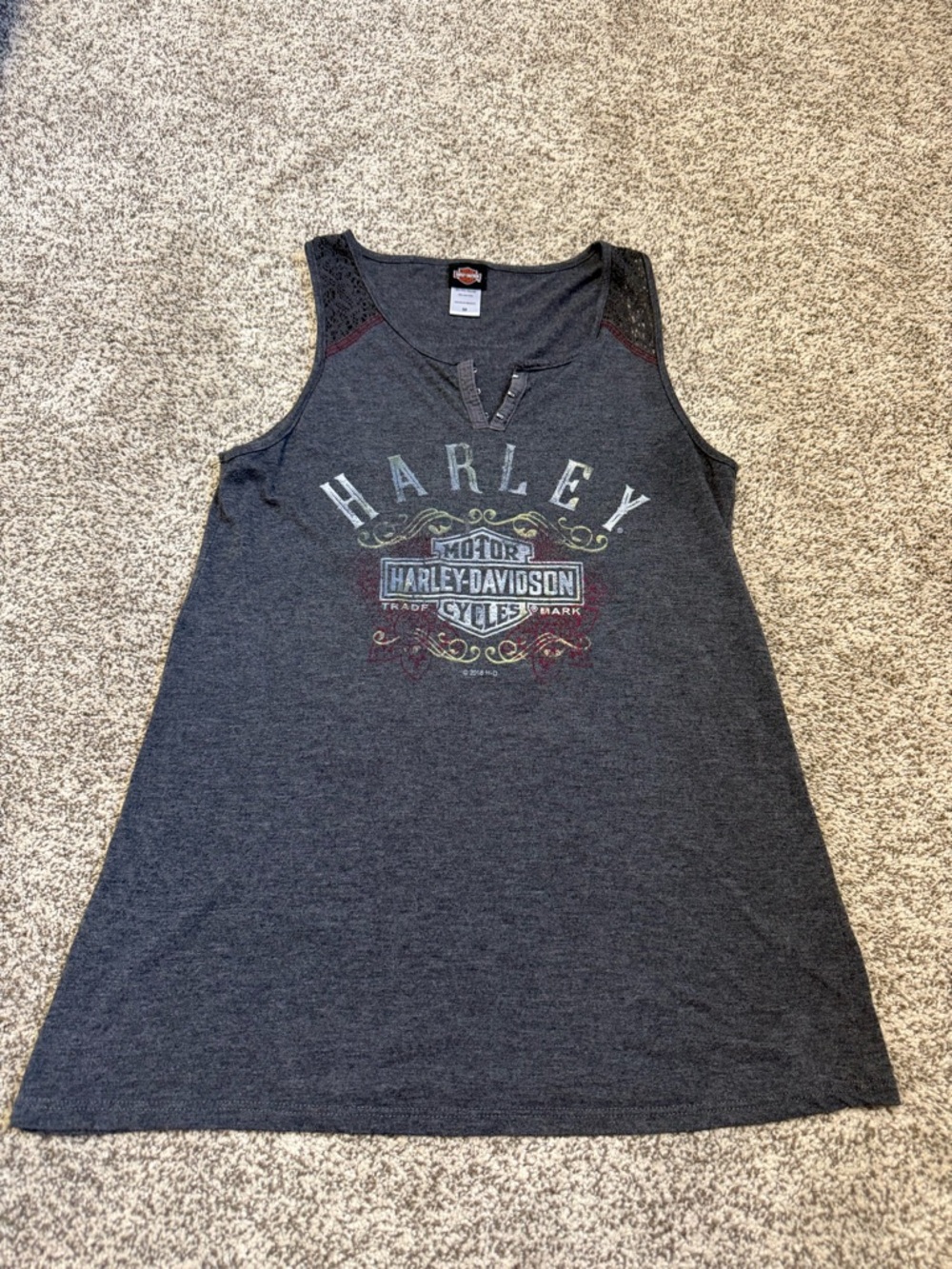 Harley-Davidson Dark Gray Henley with Logo Patch